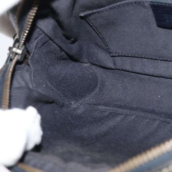 GUCCI GG Supreme Sherry Line Shoulder Bag PVC Navy Silver Red 162910 Auth ep9588