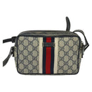 GUCCI GG Supreme Sherry Line Shoulder Bag PVC Navy Silver Red 162910 Auth ep9588-13