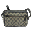 GUCCI GG Supreme Sherry Line Shoulder Bag PVC Navy Silver Red 162910 Auth ep9588-2