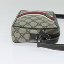GUCCI GG Supreme Sherry Line Shoulder Bag PVC Navy Silver Red 162910 Auth ep9588-4