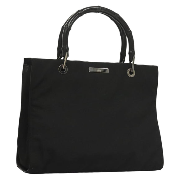 GUCCI Bamboo Hand Bag Nylon Black Silver 002 1016 Auth ep9594