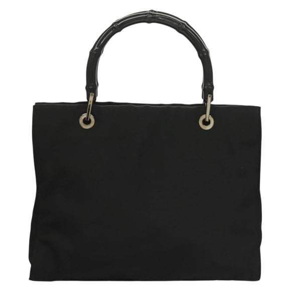 GUCCI Bamboo Hand Bag Nylon Black Silver 002 1016 Auth ep9594