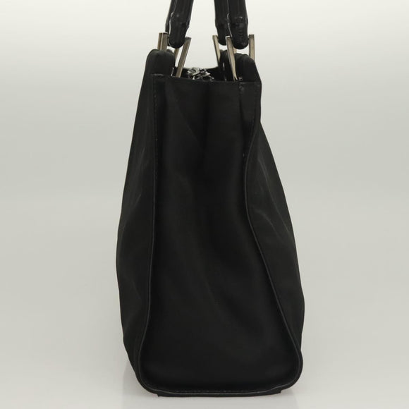 GUCCI Bamboo Hand Bag Nylon Black Silver 002 1016 Auth ep9594