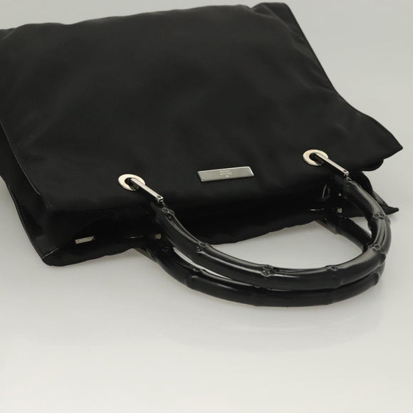 GUCCI Bamboo Hand Bag Nylon Black Silver 002 1016 Auth ep9594