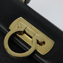 Salvatore Ferragamo Gancini Hand Bag Leather 2way Black Gold Auth ep9613-9