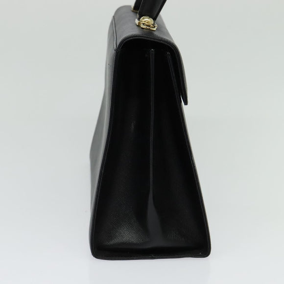 Salvatore Ferragamo Gancini Hand Bag Leather 2way Black Gold Auth ep9613