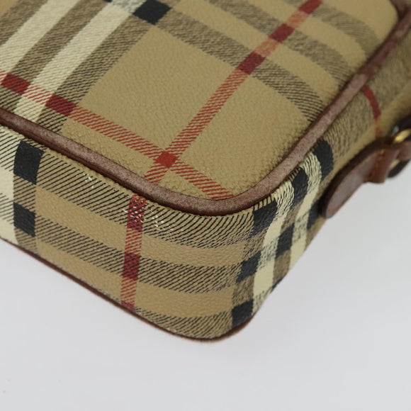 Burberrys Nova Check Clutch Bag PVC Beige Gold Auth ep9636