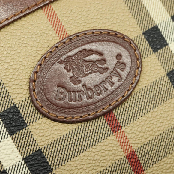 Burberrys Nova Check Clutch Bag PVC Beige Gold Auth ep9636