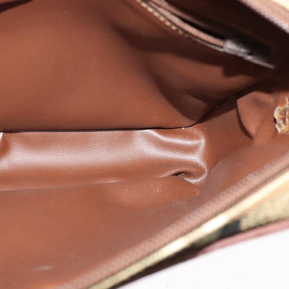 Burberrys Nova Check Clutch Bag PVC Beige Gold Auth ep9636