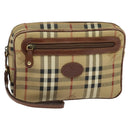 Burberrys Nova Check Clutch Bag PVC Beige Gold Auth ep9636-1