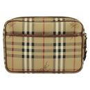 Burberrys Nova Check Clutch Bag PVC Beige Gold Auth ep9636-2