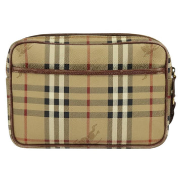 Burberrys Nova Check Clutch Bag PVC Beige Gold Auth ep9636 - 0