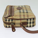 Burberrys Nova Check Clutch Bag PVC Beige Gold Auth ep9636-3