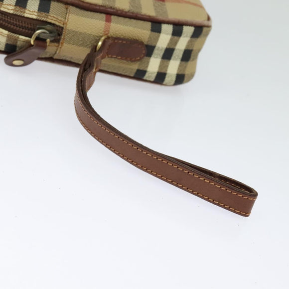 Burberrys Nova Check Clutch Bag PVC Beige Gold Auth ep9636