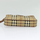 Burberrys Nova Check Clutch Bag PVC Beige Gold Auth ep9636-7