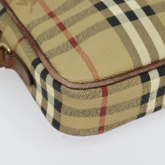 Burberrys Nova Check Clutch Bag PVC Beige Gold Auth ep9636