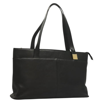 BURBERRY Tote Bag Leather Black Gold Auth ep9639