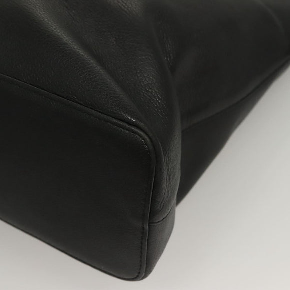 BURBERRY Tote Bag Leather Black Gold Auth ep9639