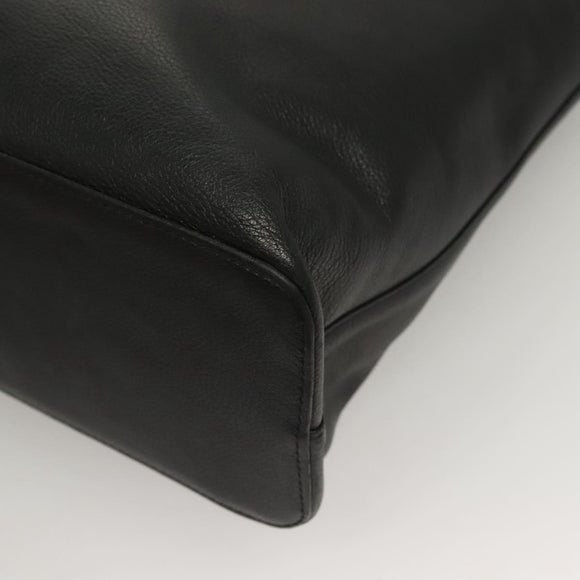 BURBERRY Tote Bag Leather Black Gold Auth ep9639