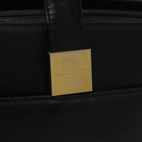 BURBERRY Tote Bag Leather Black Gold Auth ep9639