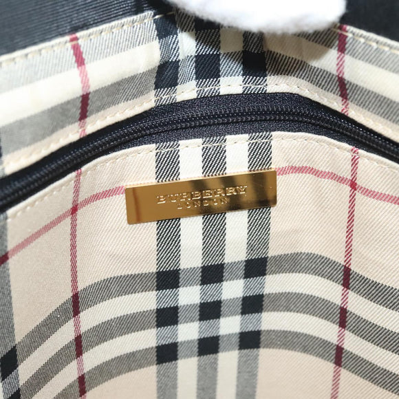 BURBERRY Tote Bag Leather Black Gold Auth ep9639