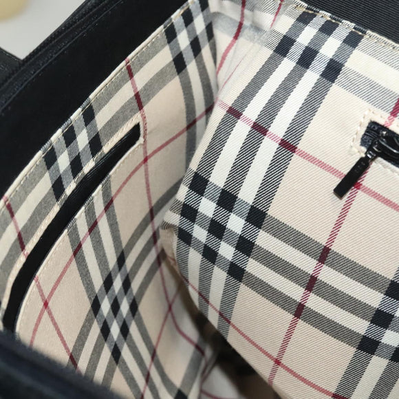 BURBERRY Tote Bag Leather Black Gold Auth ep9639