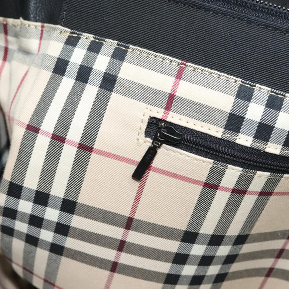 BURBERRY Tote Bag Leather Black Gold Auth ep9639