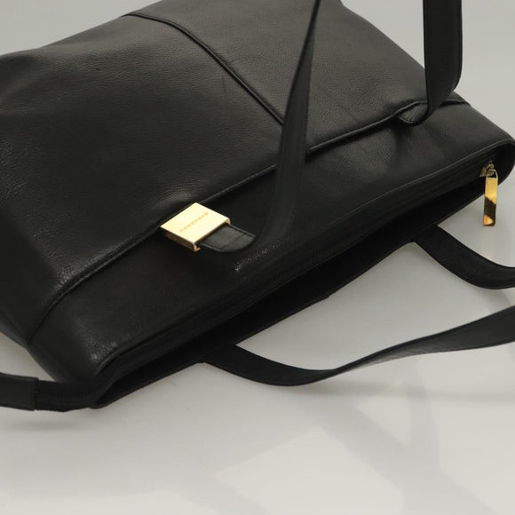 BURBERRY Tote Bag Leather Black Gold Auth ep9639