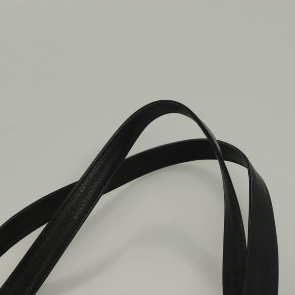 BURBERRY Tote Bag Leather Black Gold Auth ep9639