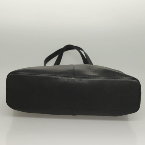 BURBERRY Tote Bag Leather Black Gold Auth ep9639