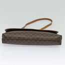 CELINE Macadam Canvas Shoulder Bag PVC Leather Brown Gold Auth ep9642-5