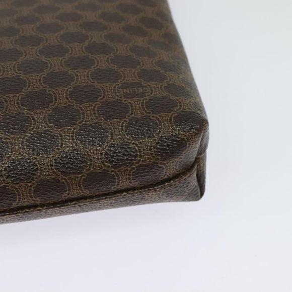 CELINE Macadam Canvas Shoulder Bag PVC Leather Brown Gold Auth ep9642