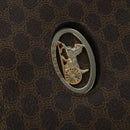 CELINE Macadam Canvas Shoulder Bag PVC Leather Brown Gold Auth ep9642-18