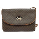 CELINE Macadam Canvas Shoulder Bag PVC Leather Brown Gold Auth ep9642-13