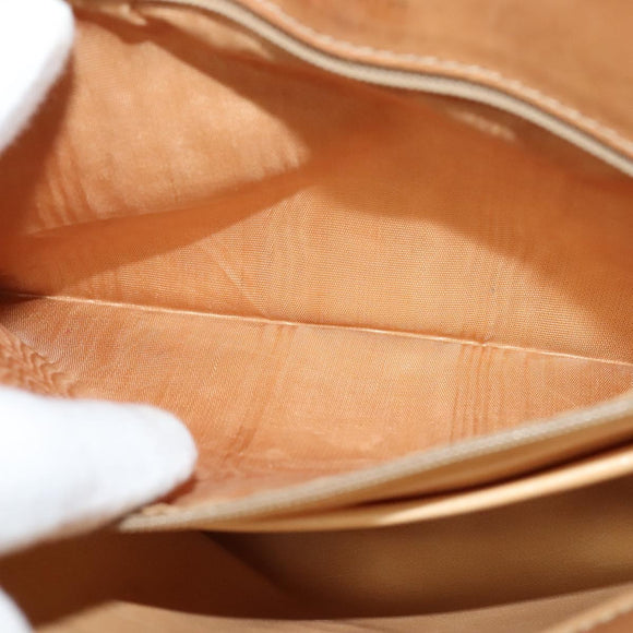 CELINE Macadam Canvas Shoulder Bag PVC Leather Brown Gold Auth ep9642