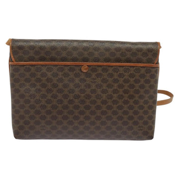 CELINE Macadam Canvas Shoulder Bag PVC Leather Brown Gold Auth ep9642 - 0