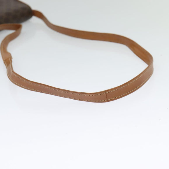 CELINE Macadam Canvas Shoulder Bag PVC Leather Brown Gold Auth ep9642