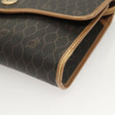 Christian Dior Honeycomb Canvas Shoulder Bag PVC Black Gold Auth ep9643-11