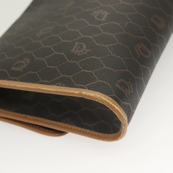 Christian Dior Honeycomb Canvas Shoulder Bag PVC Black Gold Auth ep9643