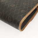 Christian Dior Honeycomb Canvas Shoulder Bag PVC Black Gold Auth ep9643-13