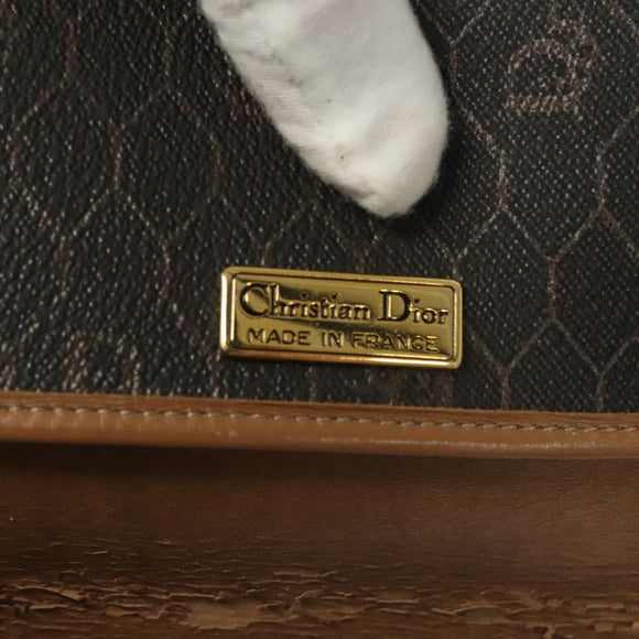 Christian Dior Honeycomb Canvas Shoulder Bag PVC Black Gold Auth ep9643