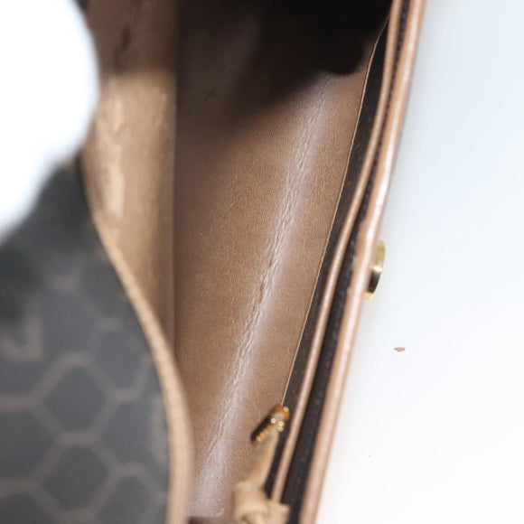 Christian Dior Honeycomb Canvas Shoulder Bag PVC Black Gold Auth ep9643