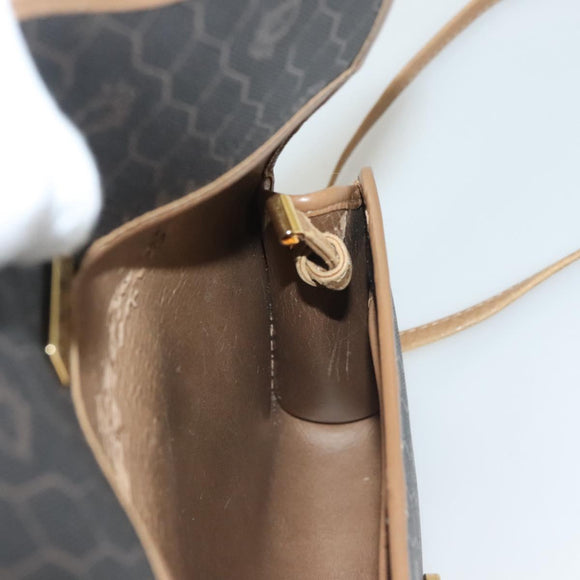 Christian Dior Honeycomb Canvas Shoulder Bag PVC Black Gold Auth ep9643