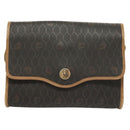 Christian Dior Honeycomb Canvas Shoulder Bag PVC Black Gold Auth ep9643-2