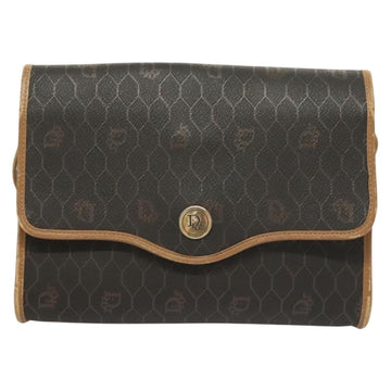 Christian Dior Honeycomb Canvas Shoulder Bag PVC Black Gold Auth ep9643 - 0