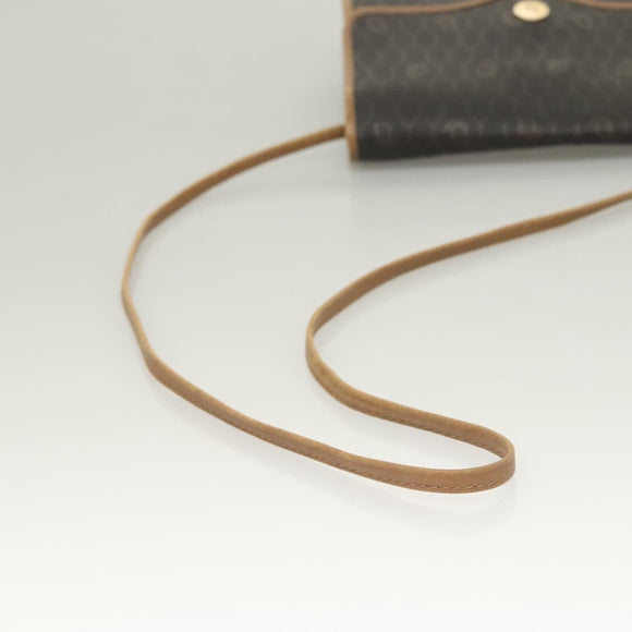 Christian Dior Honeycomb Canvas Shoulder Bag PVC Black Gold Auth ep9643