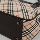 BURBERRY Nova Check Hand Bag Canvas Beige Silver Auth ep9645-9