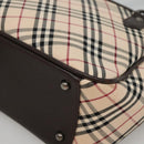 BURBERRY Nova Check Hand Bag Canvas Beige Silver Auth ep9645-15