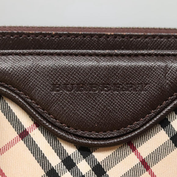 BURBERRY Nova Check Hand Bag Canvas Beige Silver Auth ep9645