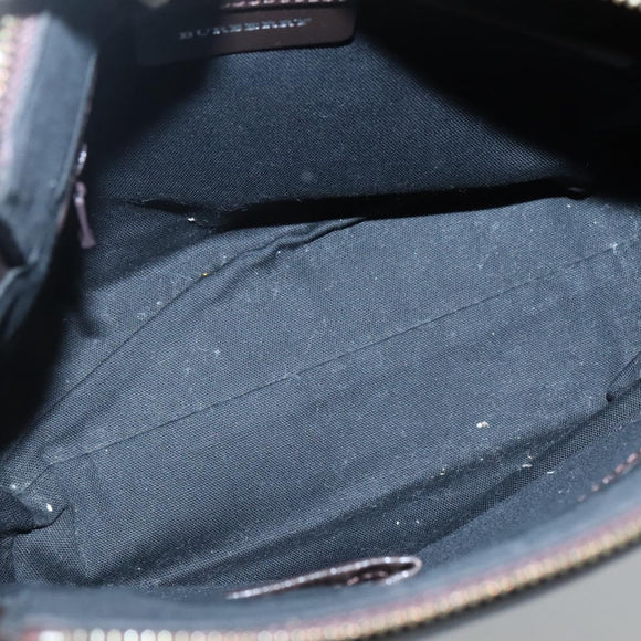 BURBERRY Nova Check Hand Bag Canvas Beige Silver Auth ep9645